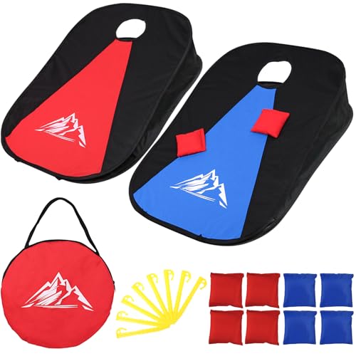 NZQXJXZ Portable Cornhole Board Set with 8 Bean Bags – 3×2 Ft Corn Hole Toss Game for Indoor and Outdoor Party, Ideal for Kids, Adults, Beach, Yard and Camping