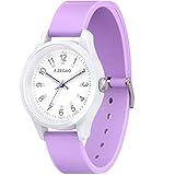 F.ZEGAO 100M Waterproof Watches for Women, Easy Read Simple Nurse Watch with Second Hand, Ladies Watches with Purple Soft Silicone Band for Swimming, 40mm Diameter