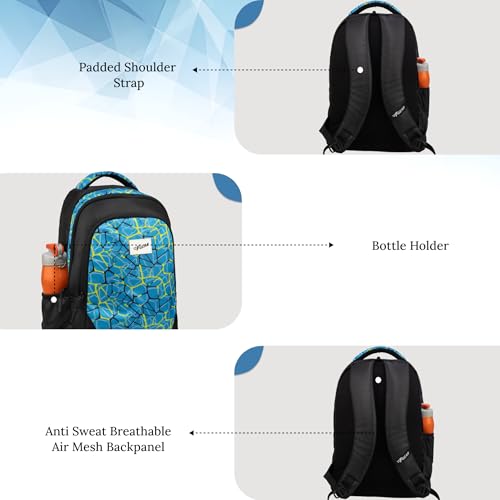 Image of F Gear Panya Black Blue Nested 21L School Backpack|Three Spacious Compartment with Water bottle holder|Lightweight and durable|Comfortable to Carry|Stylish Backpack