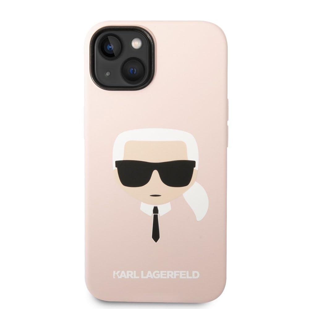 CG MOBILE Karl Lagerfeld Liquid Silicone Case With Karl Head Logo Shockproof/Non-Slipping/Shock-Absorption/Anti-Scratch Compatible With iPhone 14 6.1