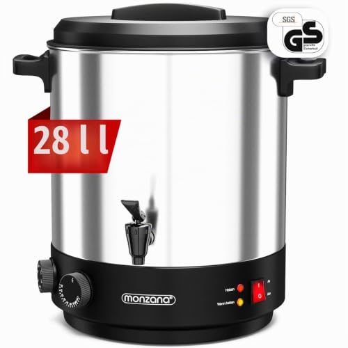 Foto von MONZANA® Einkochautomat 28L mit Hahn Thermometer 30-110°C Timer 1800W BPA-frei Edelstahl Glühweinkocher Einkochtopf Punschkocher Heißgetränkespender