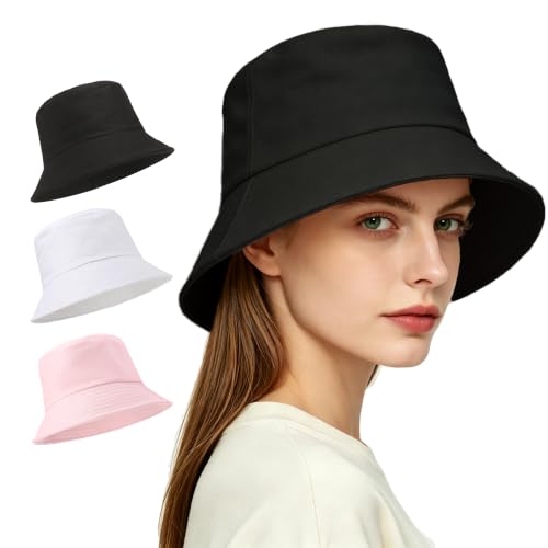 Image of 3 Packs Unisex Athletic Bucket Hat Solid Colors Sun Hat with UV Protection for Outdoor Sports Packable Summer Hats