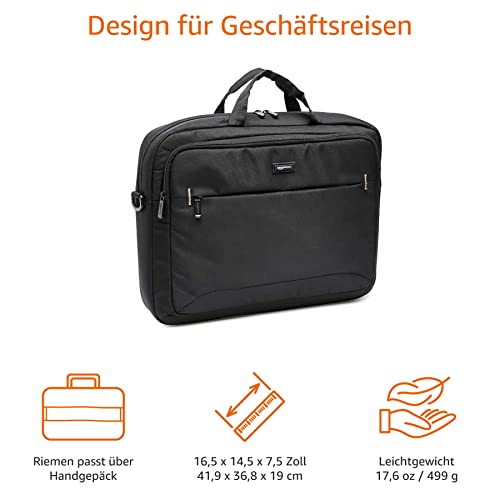 Amazon Basics kompakte Laptoptasche, Umhängetasche/Tragetasche mit Taschen zur Aufbewahrung von Zubehör, für Laptops bis zu (17,3 Zoll - 44 cm), Schwarz, 1 Stück