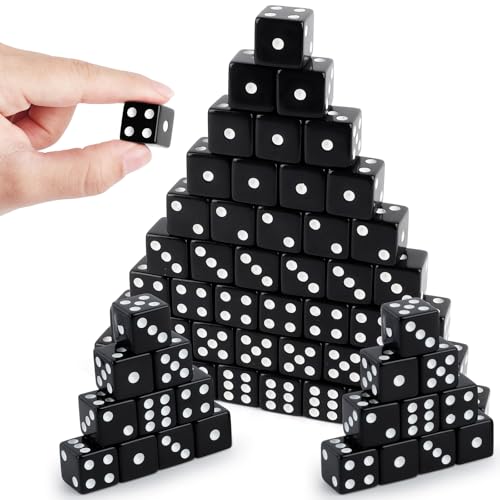 50 Pieces Black Dice Set 16mm Standard Game Dices Acrylic