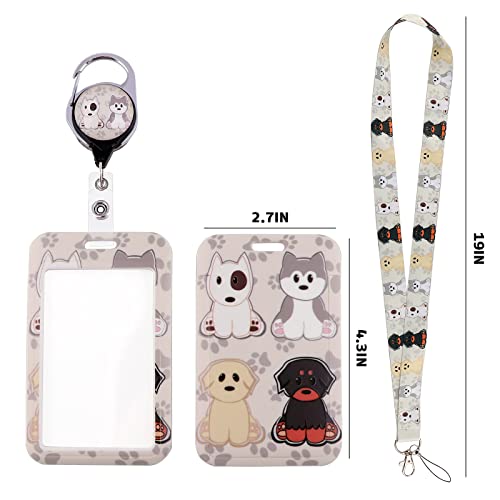 Bkbkaak 56695210 Cute Dog Lanyard With Id Badge Hoder And Retractable Name Badge Reel Clip Kawaii Grey Puppy Paw Lanyard With Id Badge Holders For Keys Girls Kids Preppy Animal Neck Strap Lanyard thumb #2
