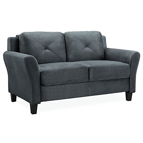 Home Square Transitional 2 Piece Sofa And Loveseat Set In Dark Gray #TOP17