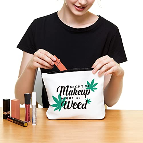 Fokongna Funny Weed Makeup Bag Gifts,Women Friends Cosmetic Bag,Best Friends Sister Gifts Might Be Makeup Might Be Weed,Humor Travel Makeup Bag Toiletry Bag For Women Friends Birthday Christmas Gifts - Image 5
