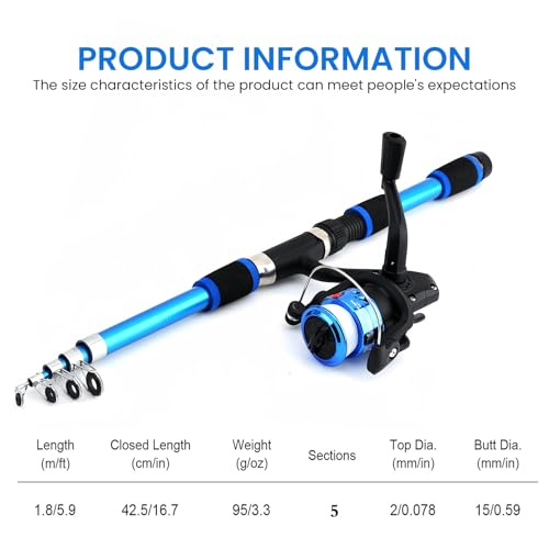 Angelset für Kinder, 1.8m Kinderangel, Angelzubehör Set, Kinder-Angelruten, mit Angelrolle und Köder Set, Kinderangel Starter Set, für Jungen Und Mädchen