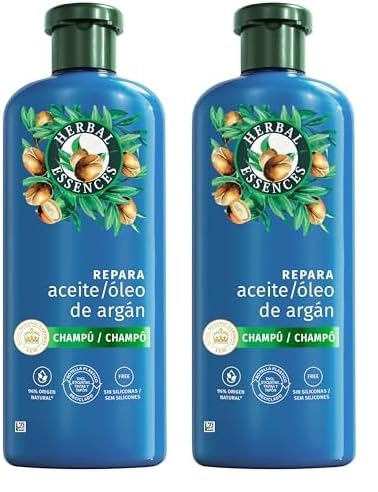 Herbal Essences Champú Reparador Aceite Argán, 350 ml Pelo Dañado, Hidratación Intensa, De Origen Natural*, Sin Siliconas *Ingredientes De La Fórmula (Paquete de 2)