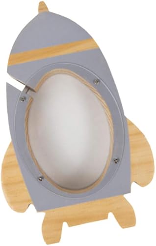 Miniatura 7 de Exceart Alcancía de madera con forma de cohete transparente para monedas, caja de almacenamiento, maceta de cambio, adorno de escritorio para niños,