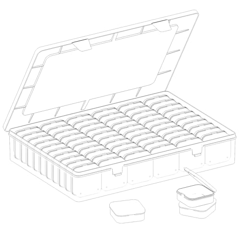 VANSUNS 60pcs Bead Organizer Box Set, Large Capacity Transparent Bead Organizer Box, Suitable for Jewelry, Diamonds, Clay Beads, Screws, Seeds, Craft Organizers and Storage