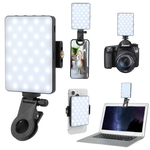 Portable Selfie Phone Light with Front & Back Clip, LED Video Light Photography Lighting Lamp with 3 Light Modes for iPhone Computer Laptop Cameras Vlogging Makeup Tiktok
