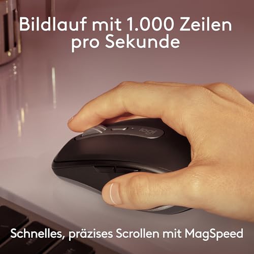 Logitech MX Anywhere 3S for Mac, kompakte kabellose Bluetooth-Maus, 8K-DPI-Abtastung auf jeder Fläche, leise Klicks, USB C, kabellose Maus für MacBook Pro, MacBook Air, iMac, iPad - Hellgrau 3