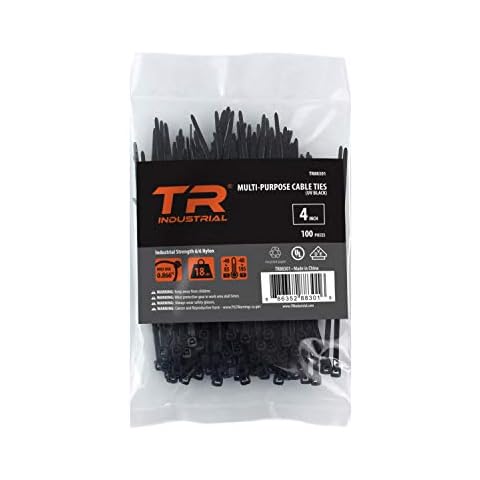 TR Industrial Multi-Purpose UV Resistant Black Cable Ties, 4 inches, 500 Pack Cover
