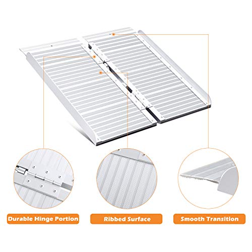 ORFORD Wheelchair Ramp 2ft for Home Steps Stairs Doorways Scooter, Utility Mobility Access Non Skid Folding Wheelchair Ramp, Portable Aluminum Foldable Threshold Ramp 2ft - Thumbnail 4