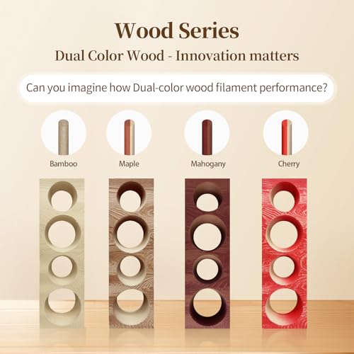 Image of YOUSU 3D Printer Filament Bundle, Wood PLA Filament 1.75mm, Multicolor 3D Printer Filament, Add More Than 30% Real WoodFiber, Maple, Cherry, Mahogany, Bamboo,Fits for Most FDM 3D Printers,250g*4 Pack.