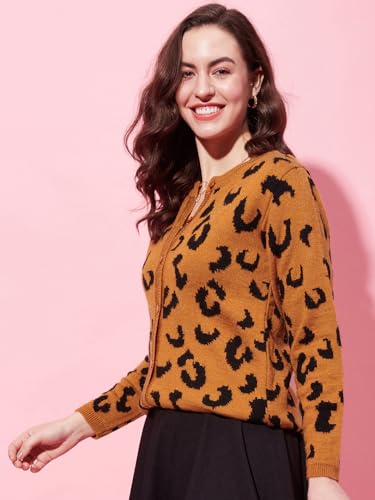 Image of Modeve Animal Print Round Neck Casual Women Sweater