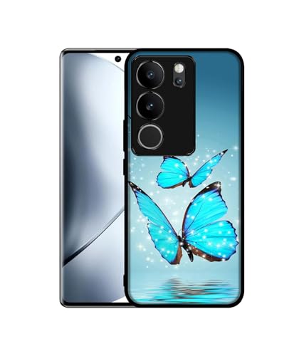 Image of Flying Butterflies Design Premium 2D Printed Metal Back Case Cover for Vivo V29 5G / V29 Pro 5G