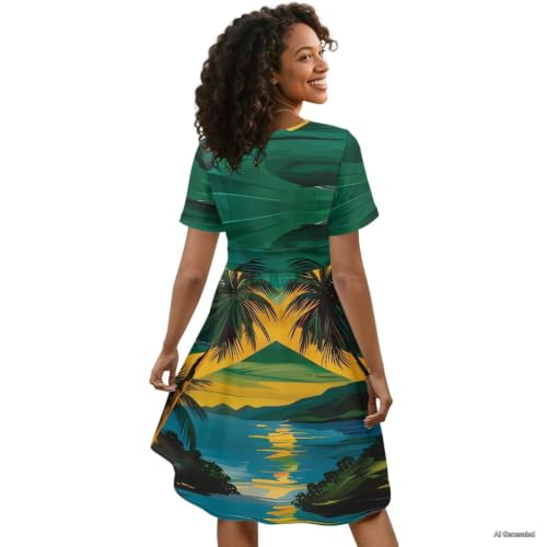 Image of Women's Summer Dresses Short Sleeve Formal Dresses with Pockets | Lightweight Quick‑Dry Soft Comfortable 2026 Fashion Dresses Loose Plus‑Size High‑Waisted