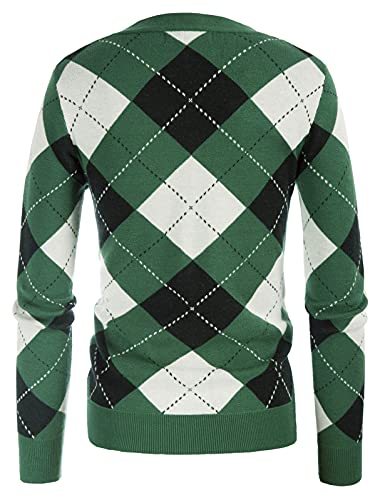 GRACE KARIN Womens Cardigan Sweater Fall Long Sleeve Argyle Sweater V Neck Button Up Cardigan Color Block Preppy Clothes2