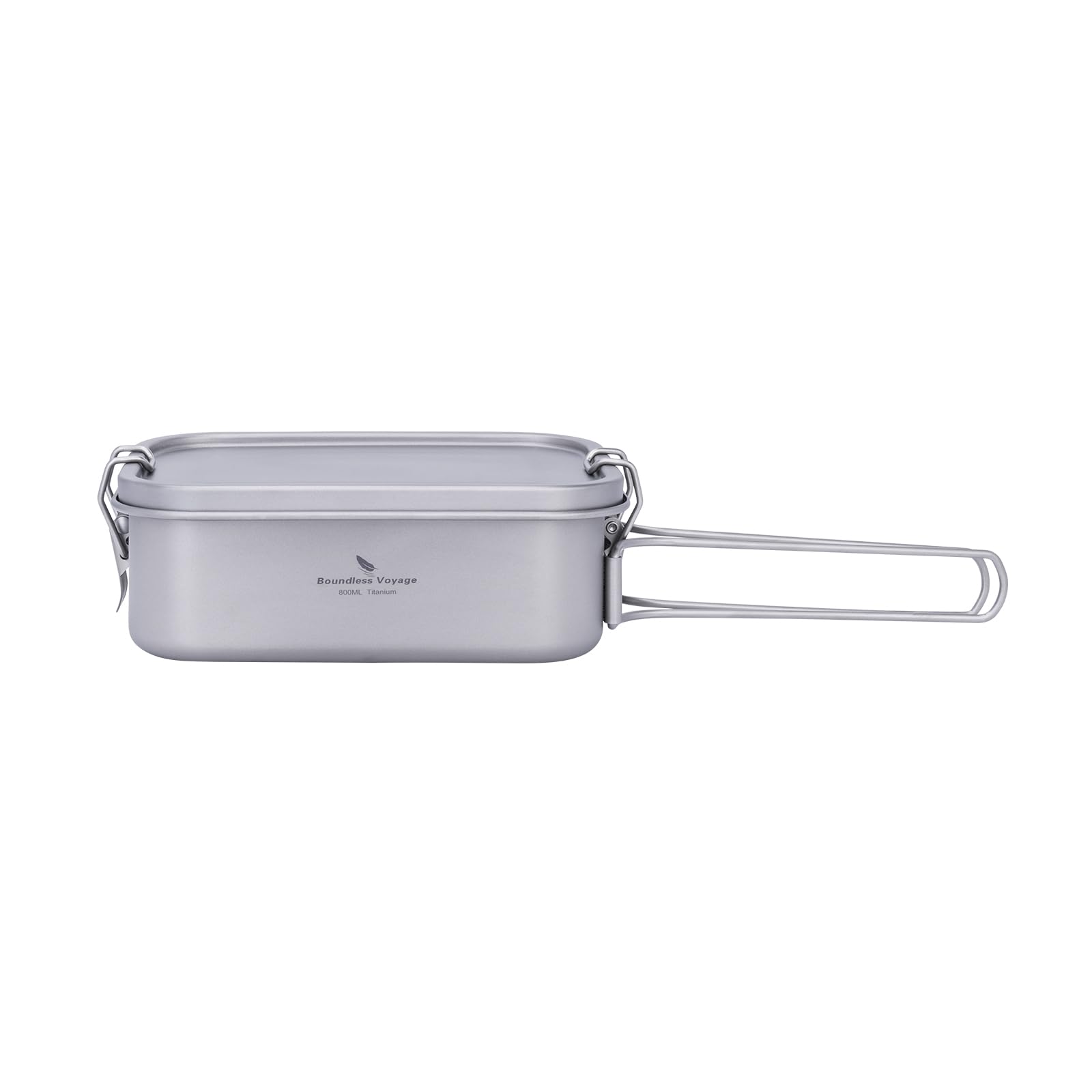iBasingo 800ml Titanium Lunch Box with Leak-Proof Lid Folding Handle Camping Cookware Lightweight Outdoor Cooking Pan for Backpacking Hiking Picnic & Travel Food Container for Meals & Fruit Ti2081C