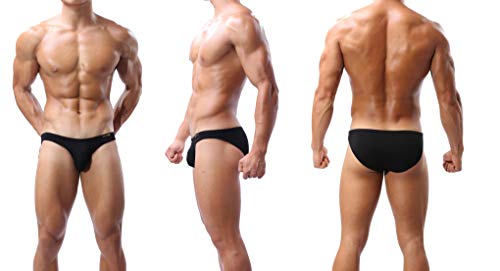 Men's Bikini Briefs Sexy Low Rise Pouch Underwear Tagless Modal Underpants 3 Pack3