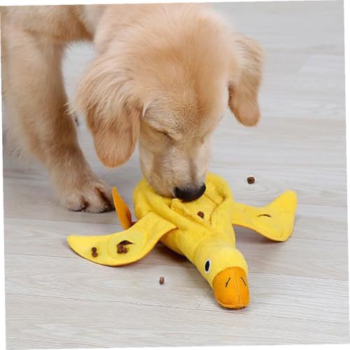 Totority ペット用噛むおもちゃ インタラクティブなアヒル形ぬいぐるみ 音が鳴る犬用デンタルトイ ストレス解消と歯磨き効果 子犬から大型