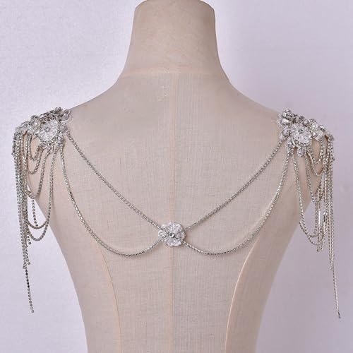 Cadena sin tirantes con borlas de diamantes de imitación mujer elegante accesorio ajustable boda 6