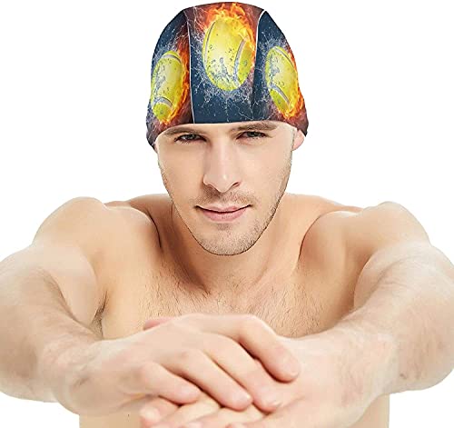 Badmutsen Om Haar Droog Te Houden Dames Badcap-3D Print 2-11" - 13", Zwemmen Cap Fashiofrican Meisje Met Kleurrijke Geverfd Paars Haar Op Teal Blue Swim Cap Hoed Voor Vrouwen Mannen Lang Haar Volwassen Waterdichte S - Image 3