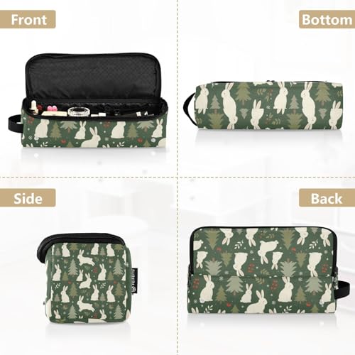 Estuche de viaje 2-en-1 para plancha y rizador de cabello con almohadilla resistente al calor y organizador impermeable con patrón verde invierno para mujeres miniatura 5