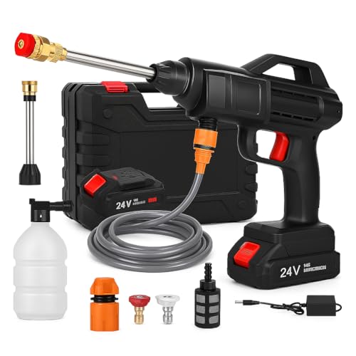 Pistola hidrolimpiadora de 300W para múltiples usos Limpiador inalámbrico de Alta presión con Accesorios Lavadora Alta presión portátil Incluye 2 baterías