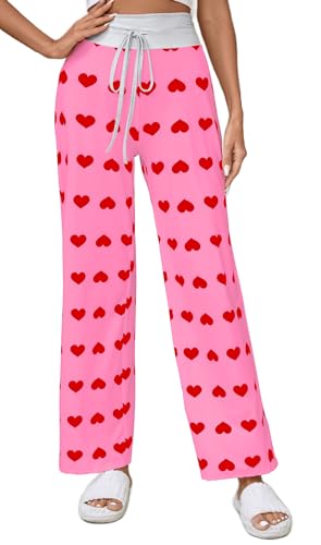 Image of Women Pajama Pants Comfy Lounge Wide Leg Casual Stretch Palazzo Drawstring Pj Bottoms Pants S-3XL