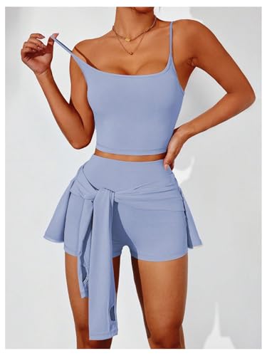 SweatyRocks Women's 3 Piece Workout Sets Tummy Control Biker Yoga Shorts Leggings Camisole with Jacket Tracksuit2