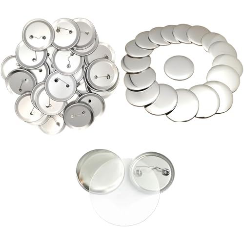 YiiYiiGO 100sets 58mm Button Maker Supplies Round Badge Blank Pins Includs Metal Shells Metal Back Cover and Transparent film for Pin Maker Badge Maker Machine