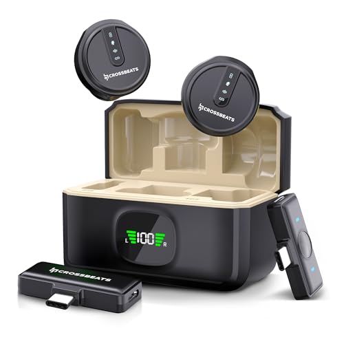 Image of CrossBeats Clip M02 AI Wireless Mic for YouTube Video Recording,iPhone 15 /16,Type C,Vlogging,Content Creation for iOS and Android,Collar Lavalier Lapel Bluetooth Mic Wireless Microphone(2025)