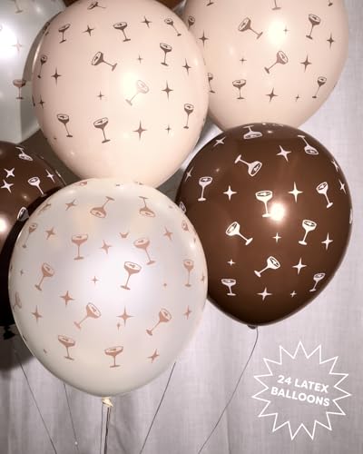 Image of xo, Fetti Brown Espresso Martini Latex Balloons - 24 pk, 12 inch | Tini Bit Older Birthday, Love Is Brewing Decorations, Party Decor, Coffee Cocktail Gifts, Bachelorette Supplies