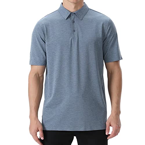 visionreast Herren-Poloshirt, Golf-Shirt für Herren, Erwachsene, kurzärmelig, atmungsaktiv, schnell trocknend, Tennis, leger, Herren-T-Shirt, blau, M Cover
