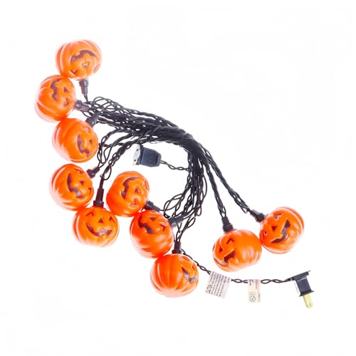 LUCKY SHINE Ghost Faced Pumpkin with 10 ED Lights, 9 FT Black Wire Decorative Lighting String, for Indoor and Outdoor Use.