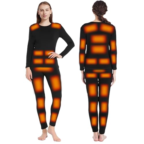 Heated Thermal Underwears for Men Women, Electric Heating Long Johns Set Thermal Shirt and Pant for Hunting Skiing