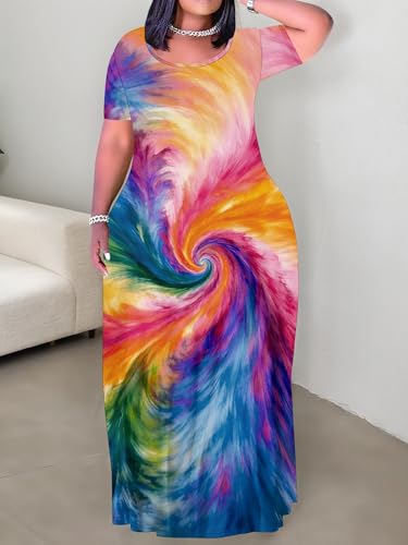 Image of Plus Size Maxi Dresses for Curvy Women T-Shirt Summer Sun Dresses Loose Fit