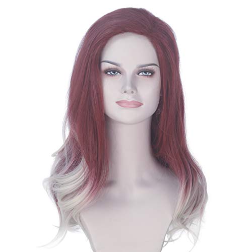 Miss U Hair Long Wavy Dyeing Color Wig Burgundy Ombre Blonde Cosplay Costume Wig