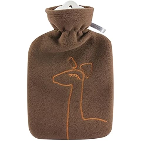 Hot Water Bottle with Cover (1,8L Fleece, Brown Deer Application), Made in Germany, Non-Toxic Certified, Soothing Warmth, Helps Relief Muscle Aches & Pain, Menstrual Cramps Cover