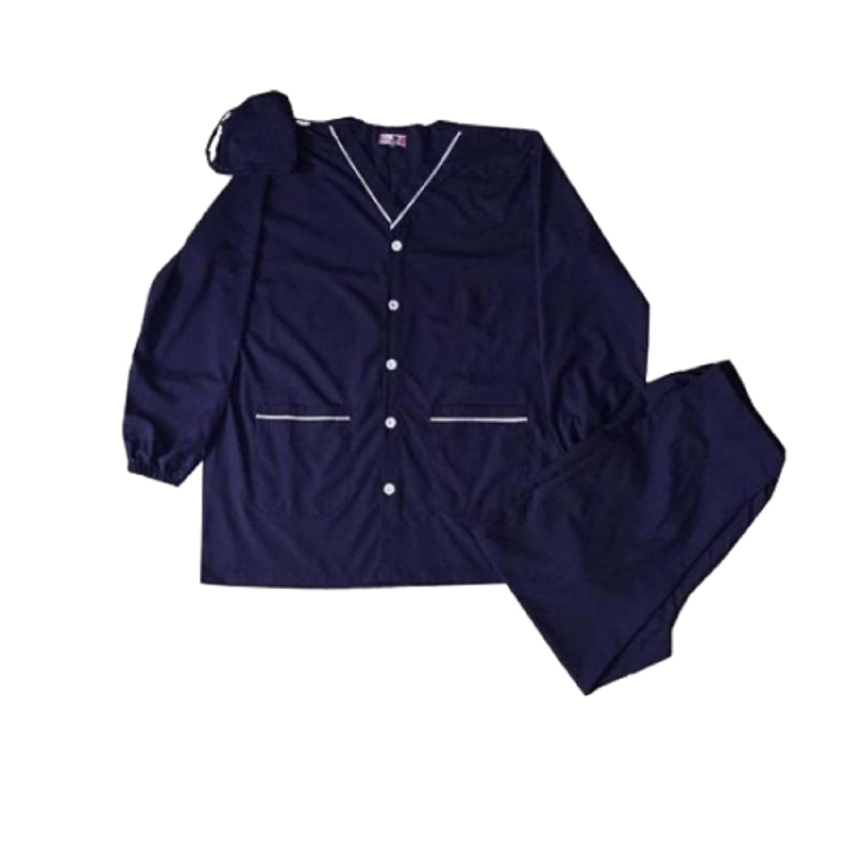 Hangerage Poly Cotton Scrub Suit Set (Front open) Navy Blue for Men and Women (L)-picture-51