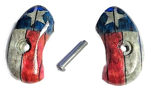 Premium Gun Grips Compatible Replacement for North American Arms Mother of Pearl .22lr and .22 Short Revolver Grips w/UV Printed HD Picture of Rustic Texas Flag - Premium Gun Grips