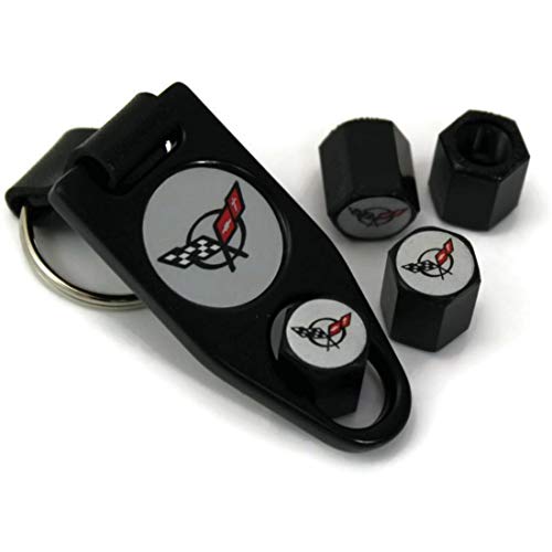 dantegts 1997  2004 Corvette Rueda aire neumático tapón para válvula Negro herramienta funda abs clave Cadena