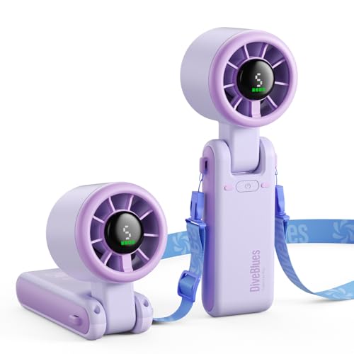 Diveblues Turbo Ventilador Portátil de Mano, Enfriamiento de Alta Velocidad 10m/s, 5 Velocidades, Batería Recargable, Hasta 12 Horas, Mini Ventilador para Viajes, Oficina, Exterior, Sueño Encantado