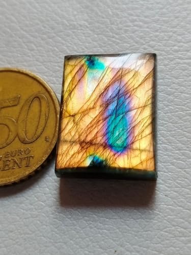 Labradorite jaune cabochon 23x18mm rectangulaire pour création de bijoux - 3