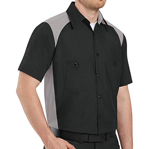 Red Kap Men's Motorsports Shirt, Navy/Post Blue, Short Sleeve 2X-Large