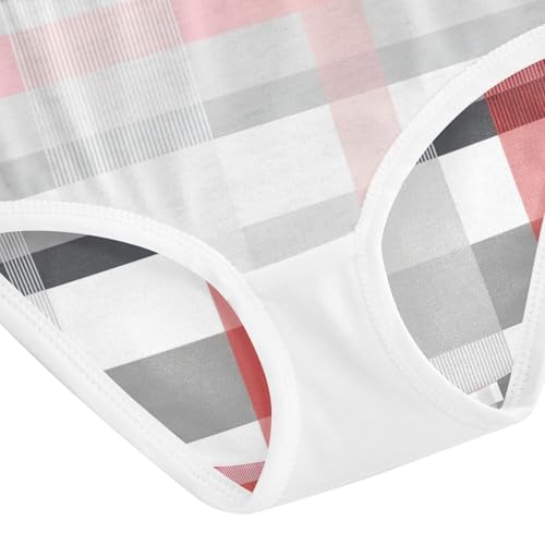 Panties for Girls, Geometric Plaid Gray White Stripes Toddler Briefs, Cotton Underwear Girls, 2T–8 Years4