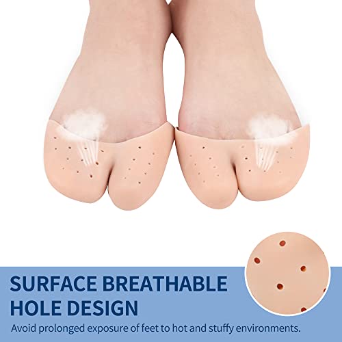 Image of 2 Pairs Gel Toe Caps Protectors Silicone Toe Sleeves Metatarsal Pads Ball of Foot Cushion Soft Forefoot Cushioning for Men Women Toe Sleeves Guards for Pain Relief